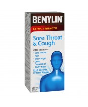 Benylin Sore Throat & Cough Syrup,  Extra Strength  - 250 mL